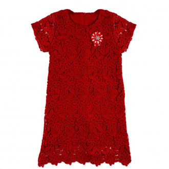 Празнична рокля от бродерия в червено ,,Маги" 1
