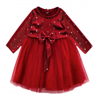 Плюшена рокля в червено " Звездичка" 1