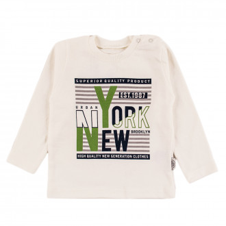 Бебешка блуза "New York" в бяло със зелено 1