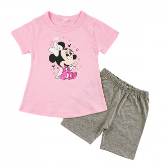 Детска лятна пижама за момичета в розово и сиво