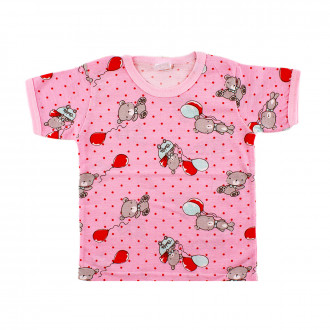 Щампирана тениска в розово