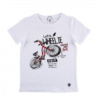 Тениска за момчета "Rider" в бяло