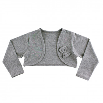 Памучно болеро в сив меланж с панделка