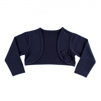 Памучно болеро в тъмносиньо с панделка