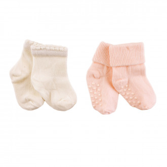 Комплект от два чифта къси чорапки в екрю и розово