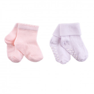 Комплект от два чифта къси чорапки в розово и бяло
