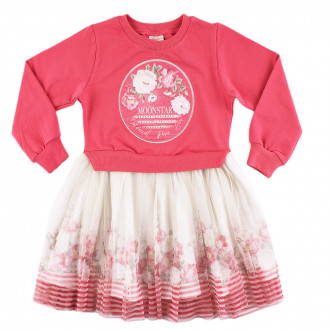 Детска рокля с апликация в цвят руж "Стелияна" 1