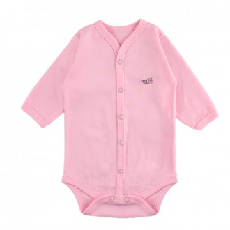 Бебешко боди от памучна материя в розов цвят 