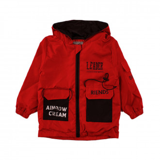 Тънко шушляково яке в червен цвят за момчета 