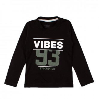 Блуза в черно и тъмнозелено  "Vibes"