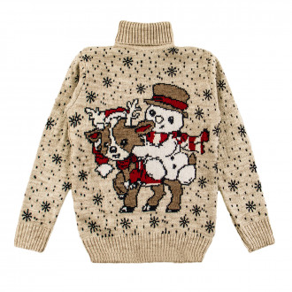 Коледен пуловер в бежаво 1