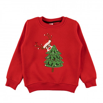 Коледна ватирана блуза "Christmas tree" в червено 1