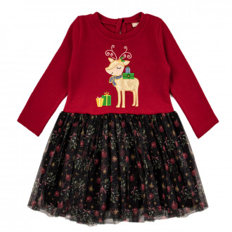 Коледна леко ватирана рокля "Christmas magic" с еленче 1