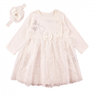 Бебешка рокля ,,Амелия" в бял цвят 1