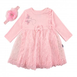 Бебешка рокля ,,Амелия" в розов цвят 1