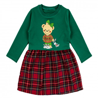 Коледна ватирана рокля "Bear" в зелено