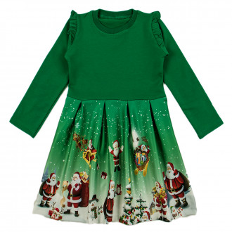 Коледна ватирана рокля "Елиза" в зелено 1
