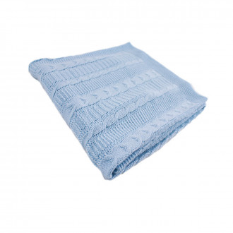 Плетено одеялце-пелена в синьо 87x96 см 1