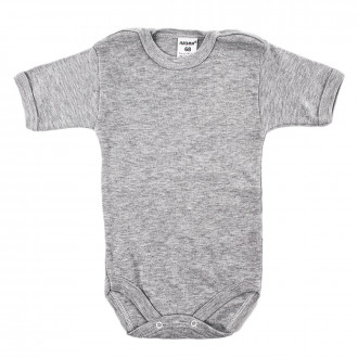 Бебешко боди от памучен рипс в цвят сив меланж