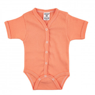 Боди от памучен рипс в цвят корал 