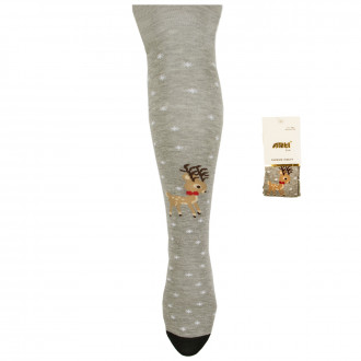 Коледен памучен чорапогащник в сиво 1