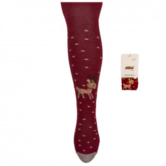 Коледен памучен чорапогащник в червено 1