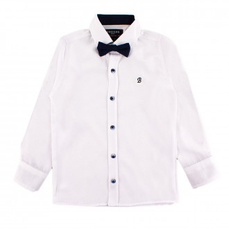 Детска риза с папийонка в бял цвят за момчета  1