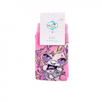 Детски къси чорапки с картинка в розов цвят 