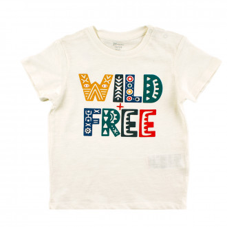 Тениска за момчета "Wild free" в екрю