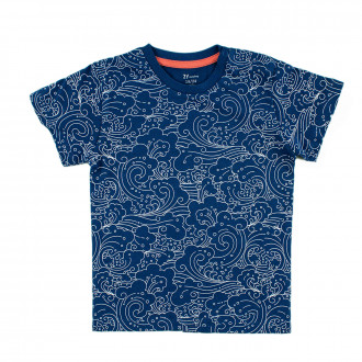 Тениска в син цвят с щампиран десен  за момчета