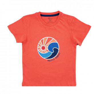 Тениска за момчета  в цвят корал