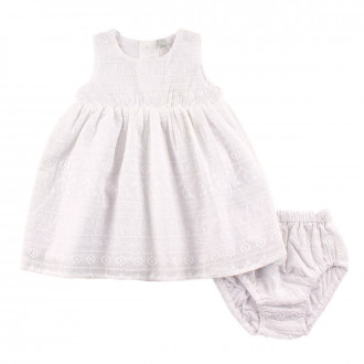 Бебешка лятна рокля с гащички в бяло 1