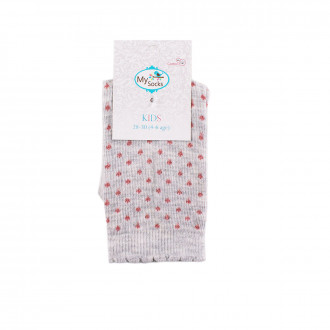 Детски къси чорапки в сиво с точки от ламе