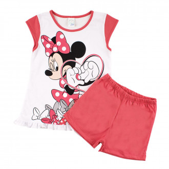 Лятна пижама за момичета в бяло и корал