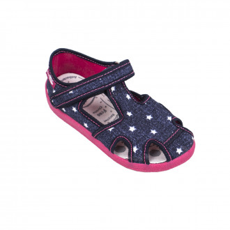 Анатомични дишащи текстилни обувки за момичета в цвят деним и розово  1