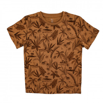 Детска тениска в кафяво с щампиран десен