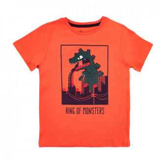 Детска тениска за момчета "King of monster" в оранжево
