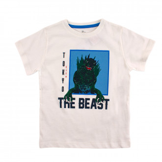 Детска тениска за момчета "The beast" в бяло