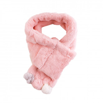 Пухен шал в розово за момичета 73 х 12 см 1