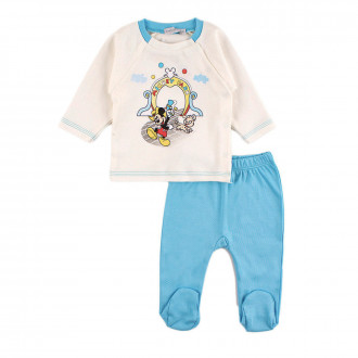 Бебешки комплект в бяло и синьо