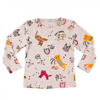 Блуза в бежов меланж "Bon apetit"