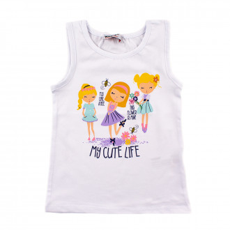 Детски потник в бял цвят за момичета