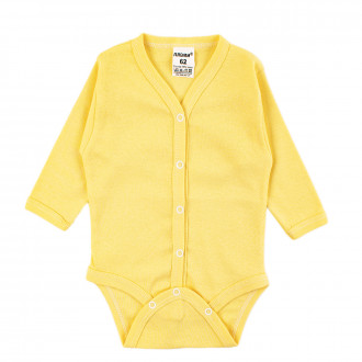 Боди с предно закопчаване от памучен рипс в жълт цвят
