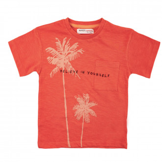 Детска тениска в цвят корал за момчета 