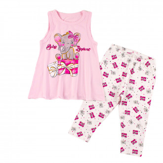 Детска лятна пижама за момичета "Baby elephant" в розово
