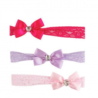 Комплект от 3 броя ленти за глава с панделка и лъскаво камъче