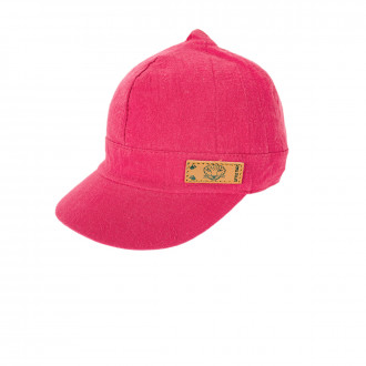 Бебешка лятна шапка от лен в цвят вишна