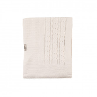 Плетено одеялце-пелена в бяло 100х130 см 1