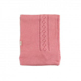 Плетено одеялце-пелена в розово 100х130 см 1