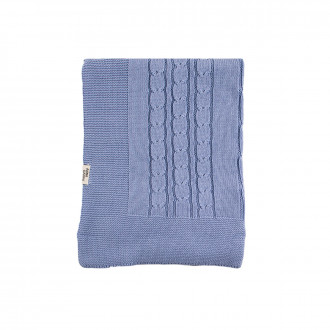 Плетено одеялце-пелена в синьо 100х130 см 1